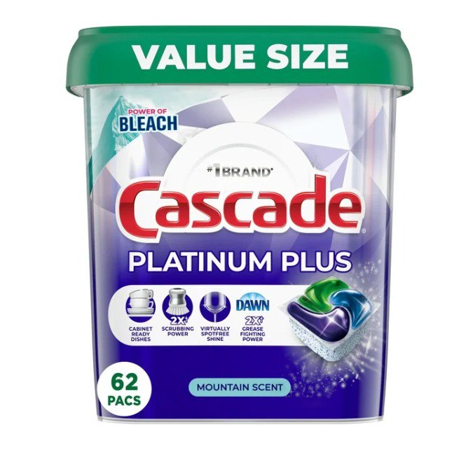 清洁无忧，Cascade Platinum Plus洗碗机洗涤剂包，折扣来袭！