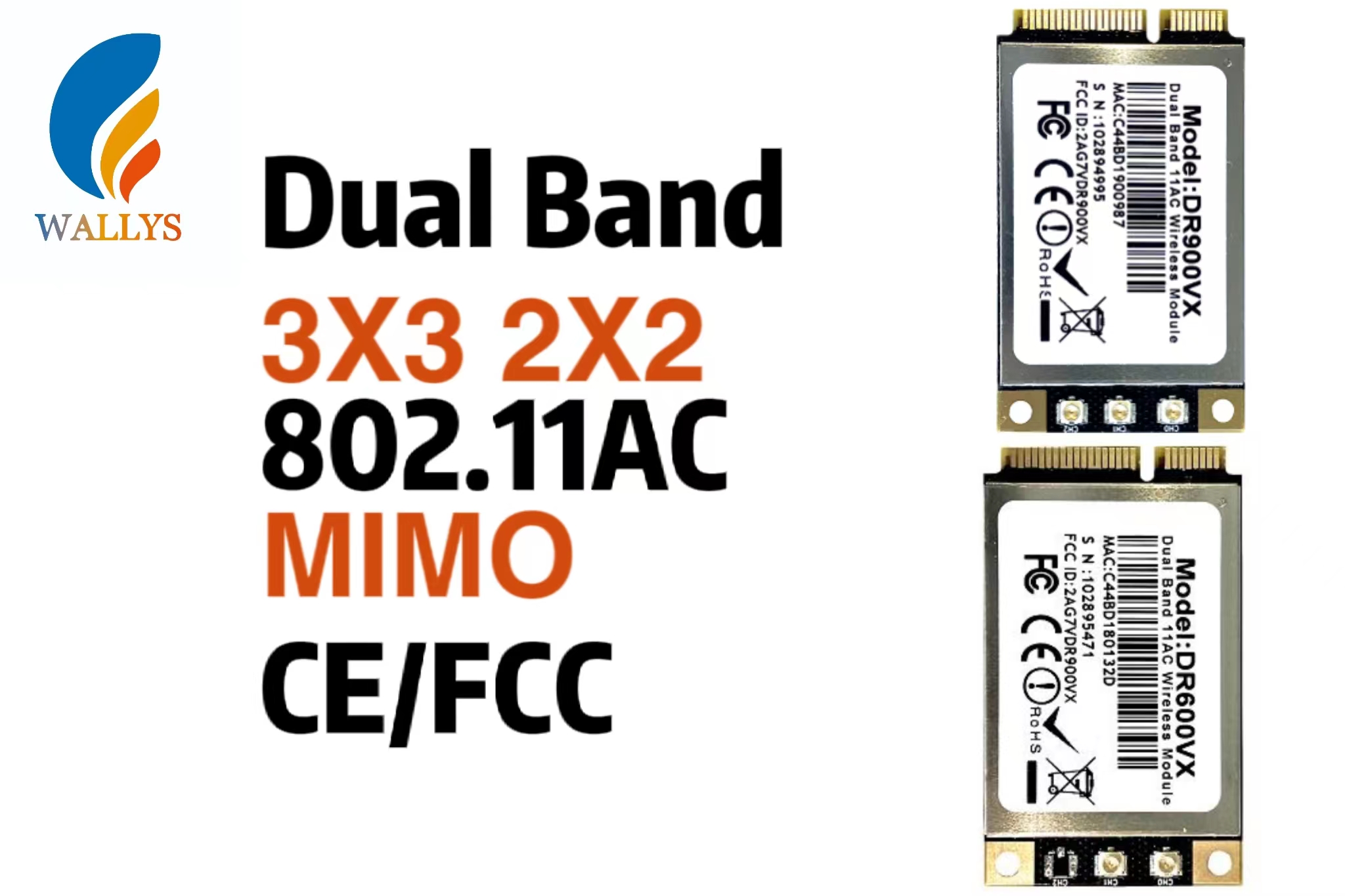 QCA9880 WIFI5 802.11AC Dual Band MiniPCIe Network Card CE FCC|Wallystech