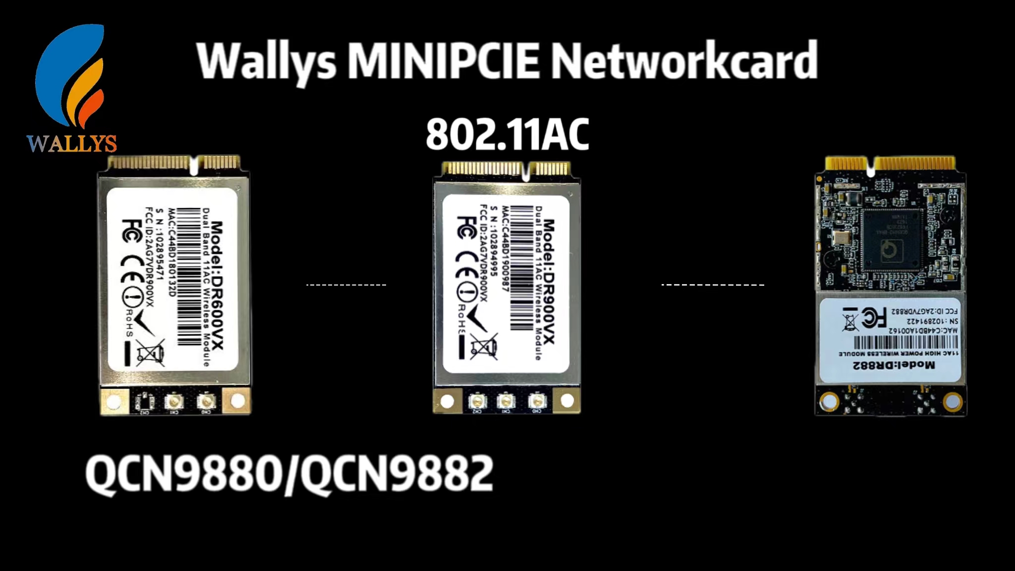 Wallys QCA9880 QCA9882 802.11ac 80MHz Dual Band miniPCIE card/FCC CE IC