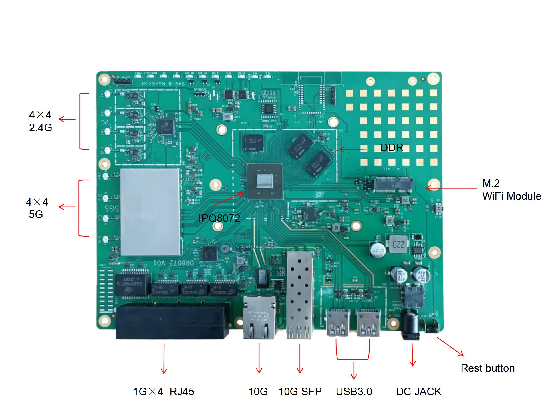 Qualcomm IPQ8072/DR8072V01/wifi 6E/industrial router board/4T4R/wallys